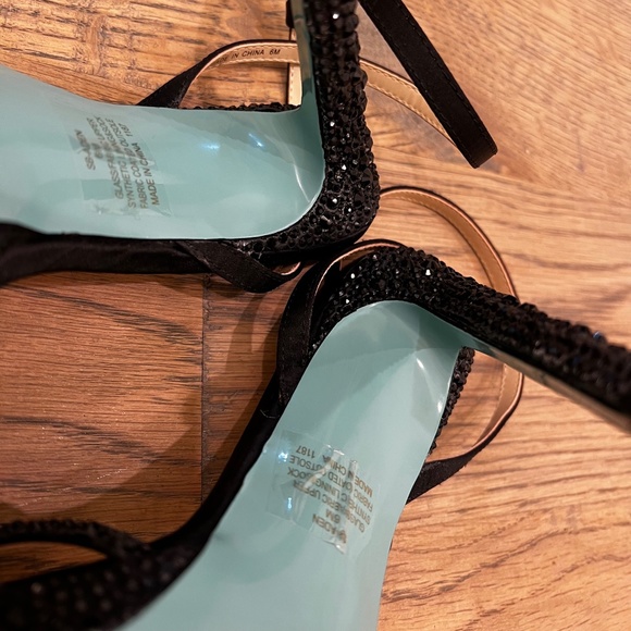 Like New [Betsey Johnson] Sexy Black Sparkly Platform Strappy Stiletto Heels | 6 - Picture 11 of 16